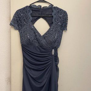 Betsy and Adam Grey Blue formal gown, size 16